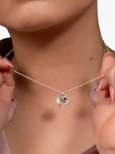 Dower & Hall Hammered-disc Ruby Necklace In Silver