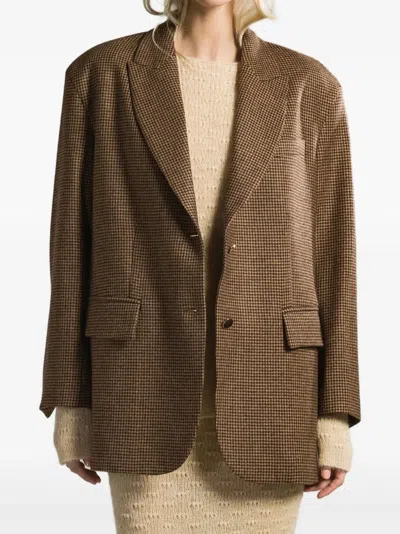Cruna Brown Checkered Flap Pockets Tailored Blazer In Brown