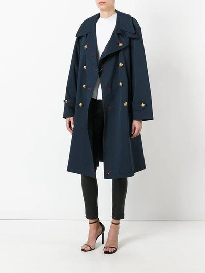 Shop Maison Margiela Trench Coat - Blue