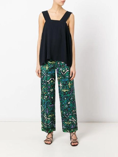 Shop Valentino Abstract Print Flared Trousers