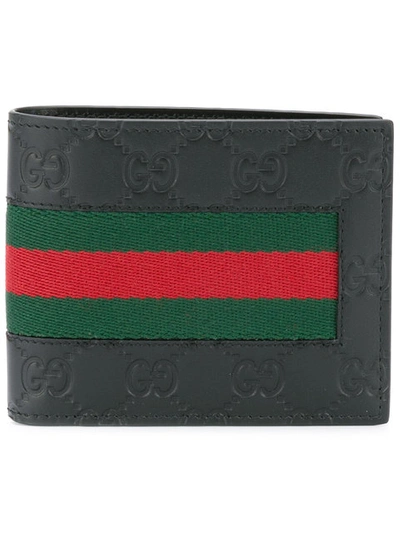 Gucci Signature Web Bi-fold Wallet In Black