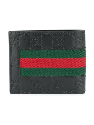 Gucci Signature Web Bi-fold Wallet In Black | ModeSens
