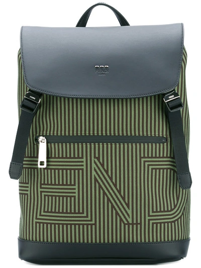 Fendi Striped Logo Backpack