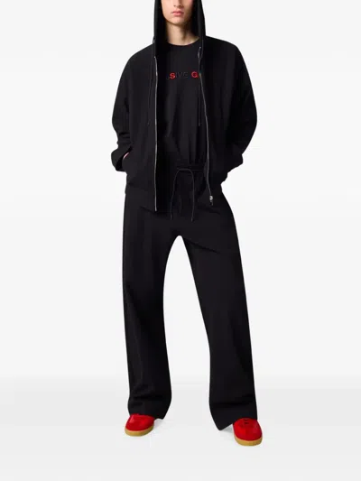 Msgm Slogan-embroidered T-shirt In Black
