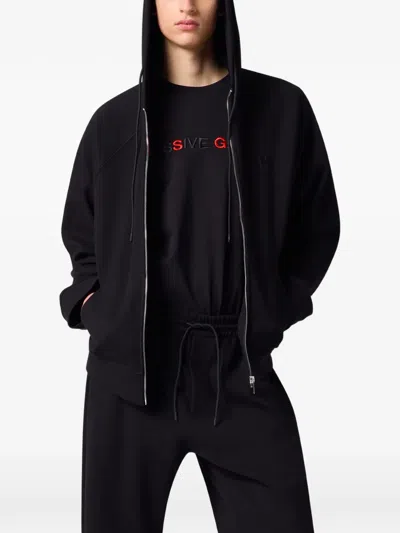 Msgm Slogan-embroidered T-shirt In Black