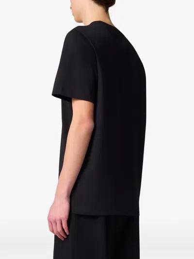 Msgm Slogan-embroidered T-shirt In Black