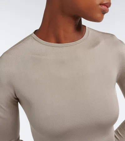 Alaïa Silk-blend Bodysuit In Silver