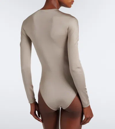 Alaïa Silk-blend Bodysuit In Silver