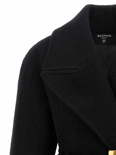 Balmain Short Coat In Black
