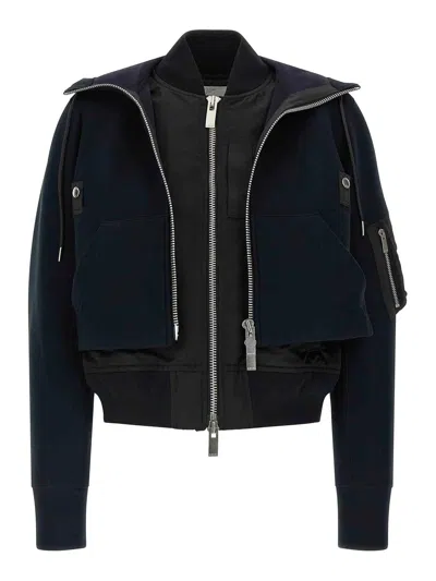 Sacai Sponge Double-layer Bomber Jacket In Negro