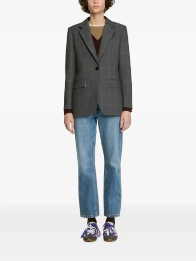 Sandro Checked Tailored Blazer In Black