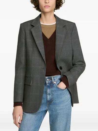 Sandro Checked Tailored Blazer In Black