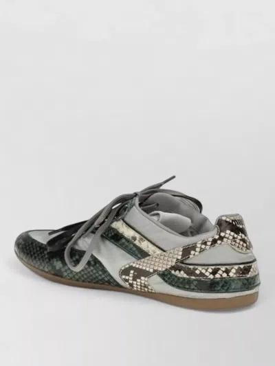 Miu Miu Gymnasium Technical Fabric And Python-print Ayers Leather Sneakers In Brown