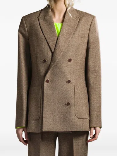 Cruna Structured Boxy Double-breasted Blazer In Brown