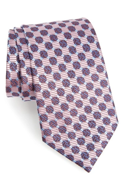 Ermenegildo Zegna Geometric Silk Tie In Pink