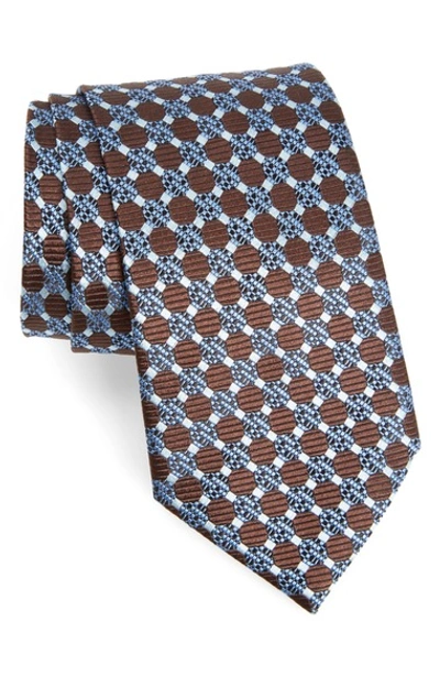 Ermenegildo Zegna Geometric Silk Tie In Brown