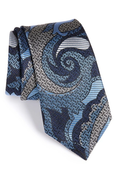 Ermenegildo Zegna Paisley Silk Tie In Blue