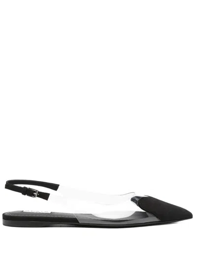 Alaïa Pointed Toe Slingback Sandals Transparent Panel In Black