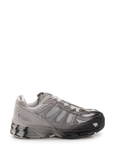 44 Label Group Distressed Effect Sneakers With Mesh Inserts In Gray