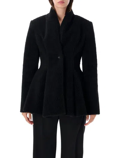 Stella Mccartney Fleece-texture Flared Jacket In Black