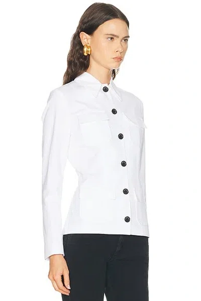 Brandon Maxwell Gage Fitted Button Up Jacket In Multi
