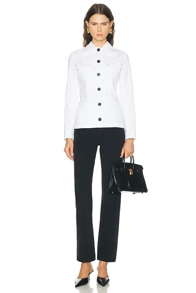 Brandon Maxwell Gage Fitted Button Up Jacket In Multi