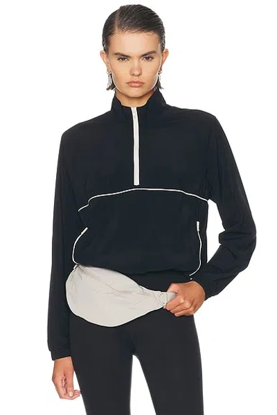 Splits59 Lyle Woven Nylon Pullover In Black & Creme
