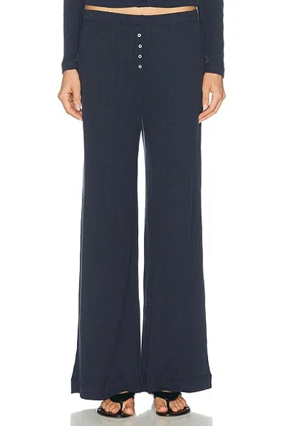 Leset Pointelle Boxer Pants In Blue