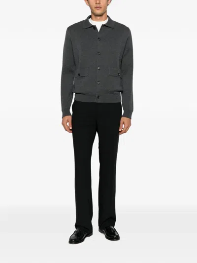 Corneliani Button-down Flap-pocket Sweater In Gray
