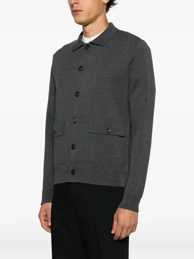 Corneliani Button-down Flap-pocket Sweater In Gray