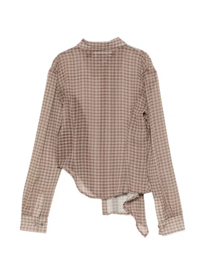 Andersson Bell Check-pattern Asymmetric Shirt In Brown