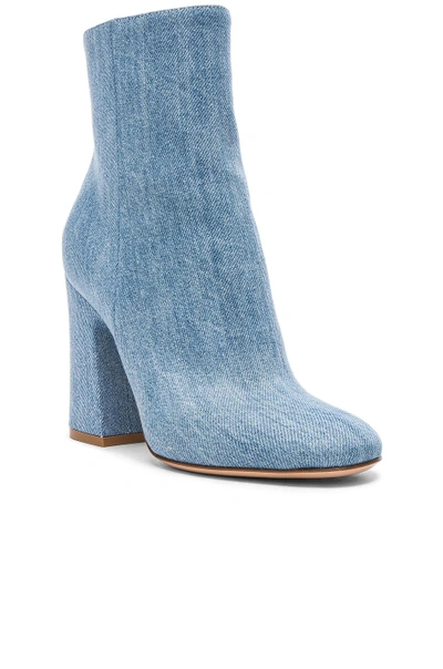 Shop Gianvito Rossi Denim Shelly Booties In Blue