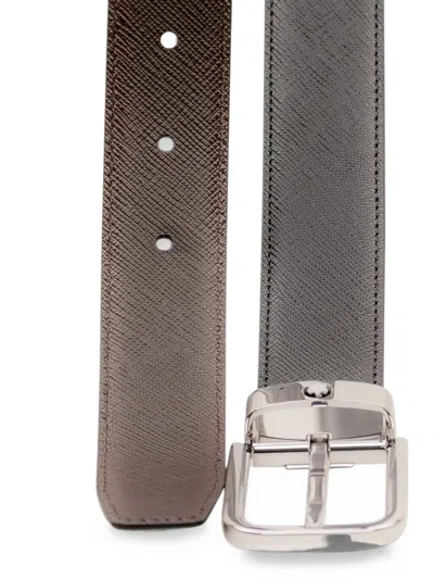 Montblanc Rectangular-buckle Leather Belt In Brown