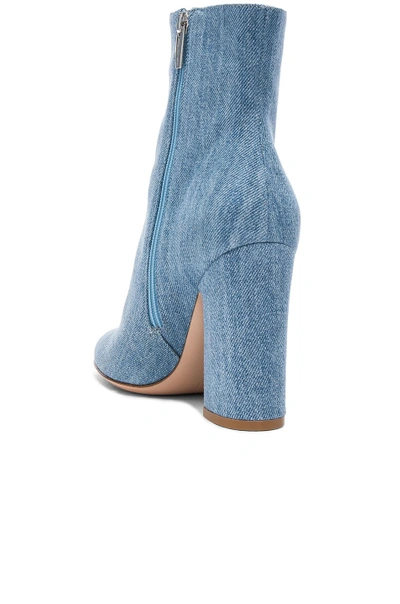 Shop Gianvito Rossi Denim Shelly Booties In Blue