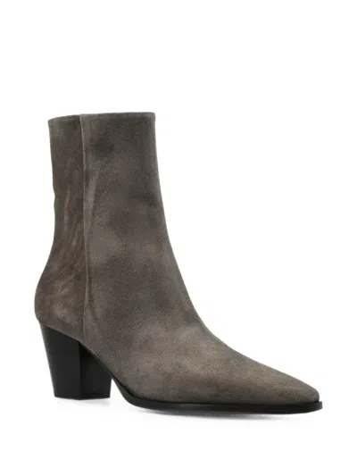 Aeyde Hedvig Pointed-heel Ankle Boots In Gray
