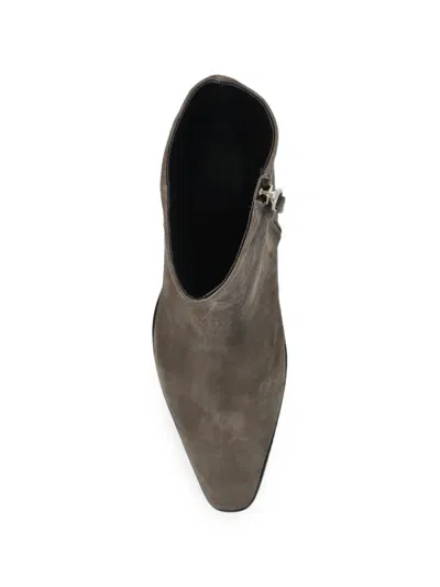 Aeyde Hedvig Pointed-heel Ankle Boots In Gray