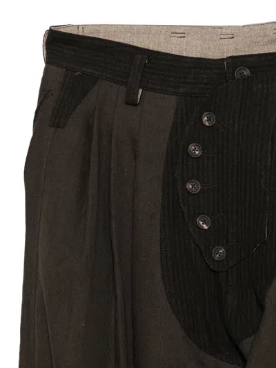 Ziggy Chen Herringbone-pattern Panelled Trousers In Brown