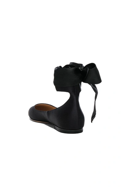 Shop Gianvito Rossi Satin Odette Ankle Tie Flats In Black
