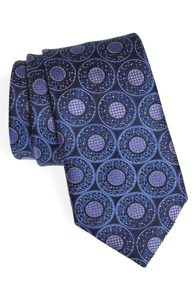 Ermenegildo Zegna Medallion Silk Tie In Navy