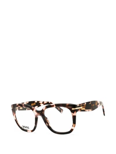Hugo Boss Tortoiseshell-pattern Rectangle-frame Glasses In Brown