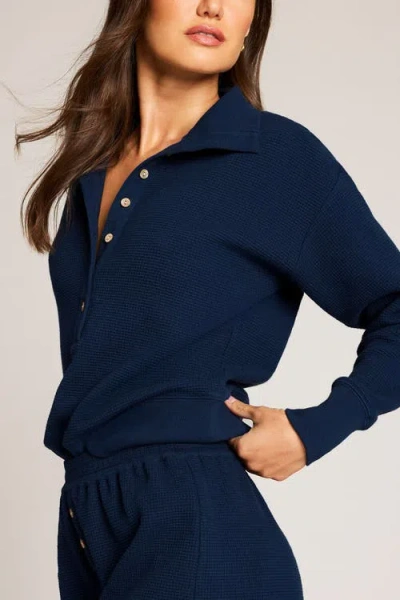 Negative Underwear Waffle Knit Pullover In Blue