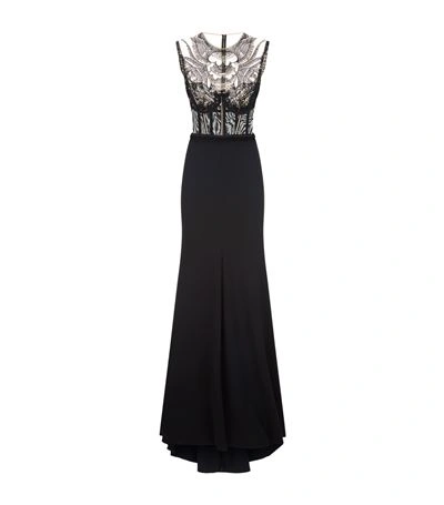 Jenny Packham Embellished Tulle Bodice Gown In Black