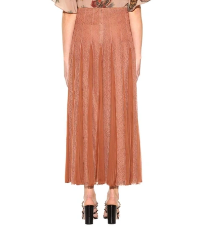 Shop Valentino Silk Skirt In Orange