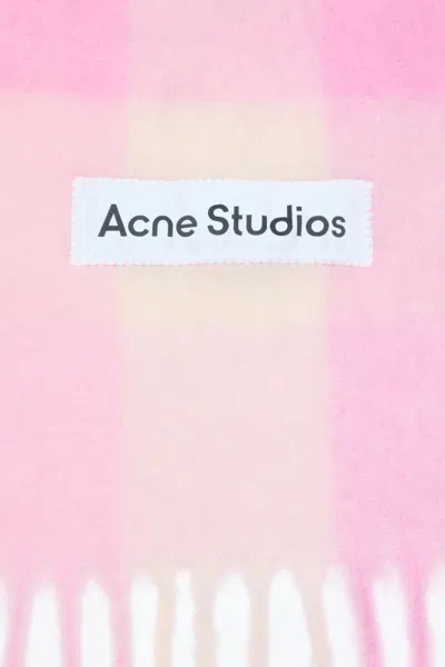 Acne Studios Vally Checked Wool-blend Scarf In Pink