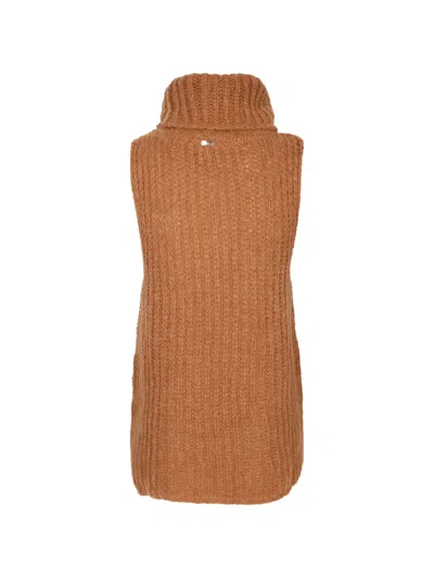 Herno Sleeveless Turtleneck Sweater In Orange