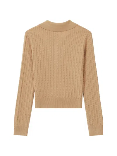Chocoolate Cable-knit Heart-patch Sweater In Metallic