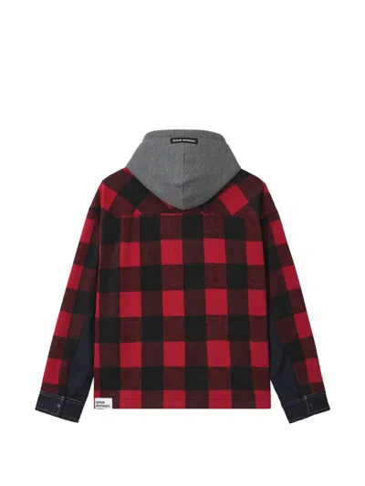 Izzue Check-pattern Drawstring-hood Jacket In Red
