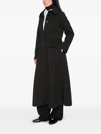 Psophia Button-up Patch-pocket Coat In Black