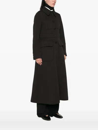 Psophia Button-up Patch-pocket Coat In Black