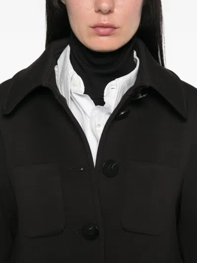 Psophia Button-up Patch-pocket Coat In Black